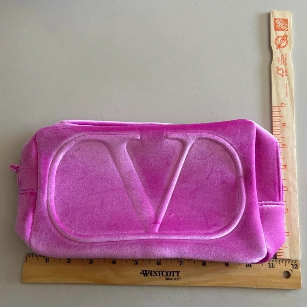 Valentino Pink Velvet Makeup Organizer Pouch